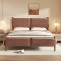 Queen Platform Bed with Upholstered Headboard and Solid Wood Frame