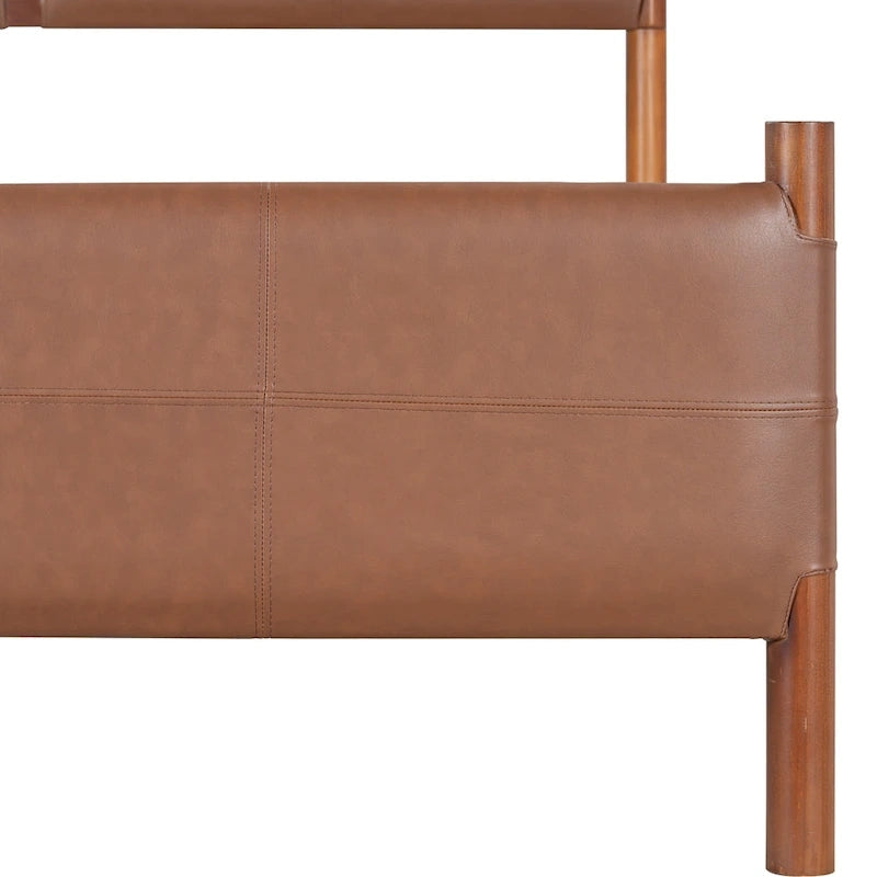 Queen Platform Bed with Upholstered Headboard and Solid Wood Frame
