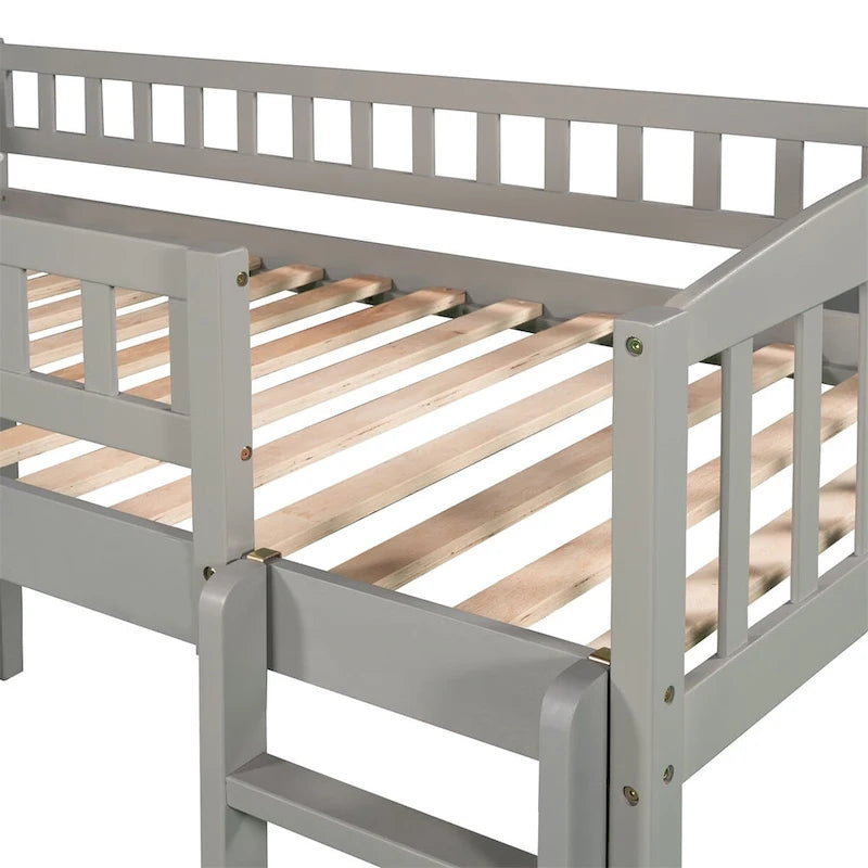  Twin size Loft Bed with Slide and Ladder