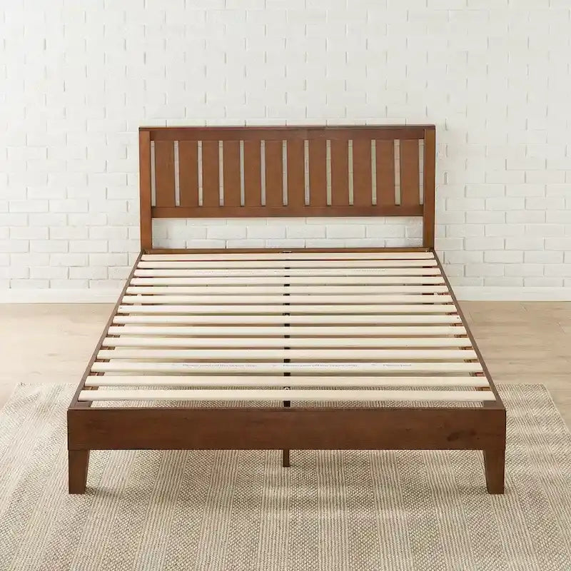 Antique Espresso Wood Platform Bed