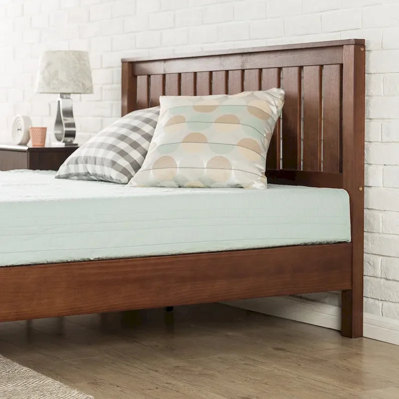 Antique Espresso Wood Platform Bed