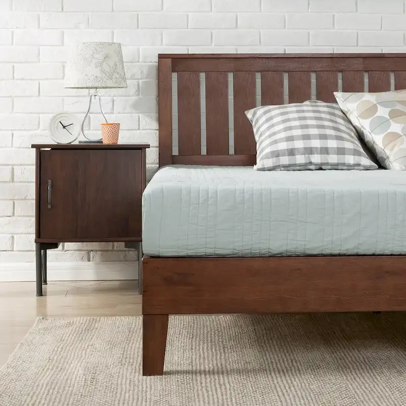 Antique Espresso Wood Platform Bed