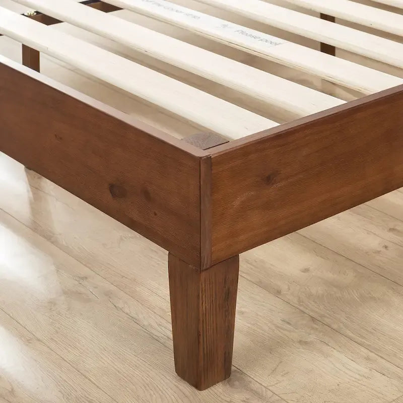 Antique Espresso Wood Platform Bed