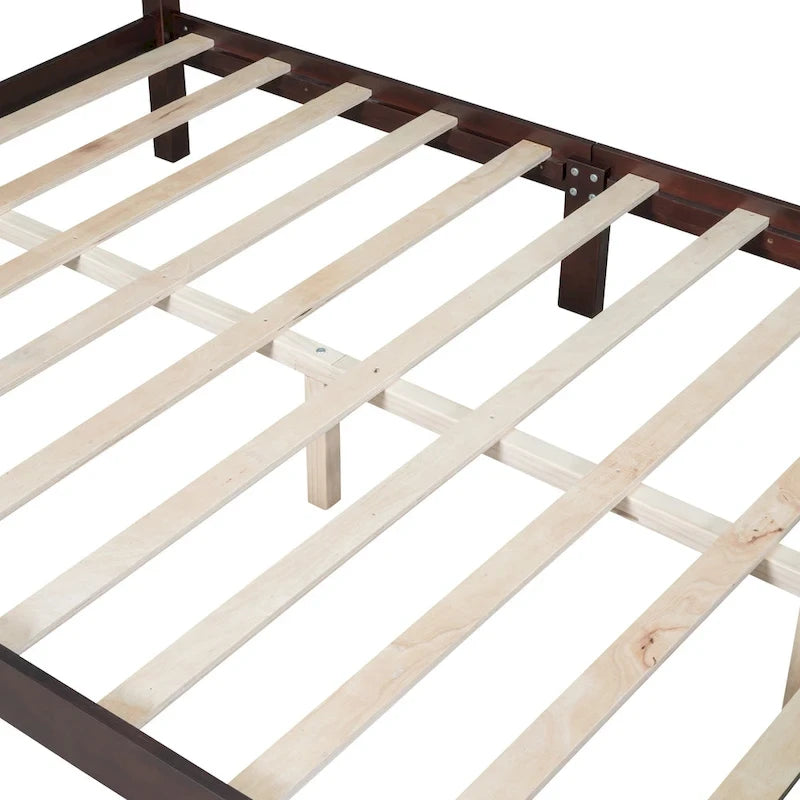 Retro Wood Queen/Full Size Platform Bed Frame with Wooden Slat Support,No Box Spring Needed