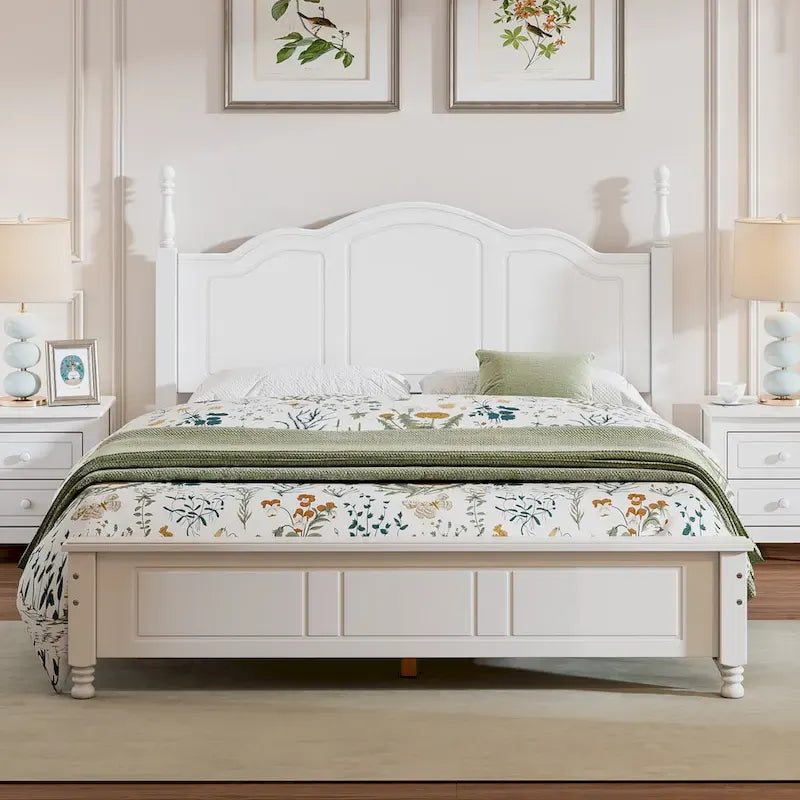 Retro Wood Queen/Full Size Platform Bed Frame with Wooden Slat Support,No Box Spring Needed