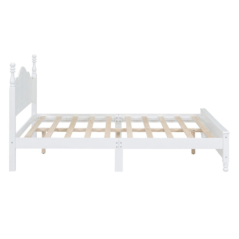 Retro Wood Queen/Full Size Platform Bed Frame with Wooden Slat Support,No Box Spring Needed