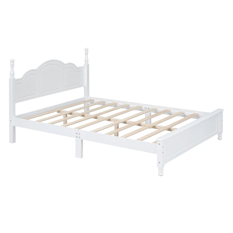 Retro Wood Queen/Full Size Platform Bed Frame with Wooden Slat Support,No Box Spring Needed