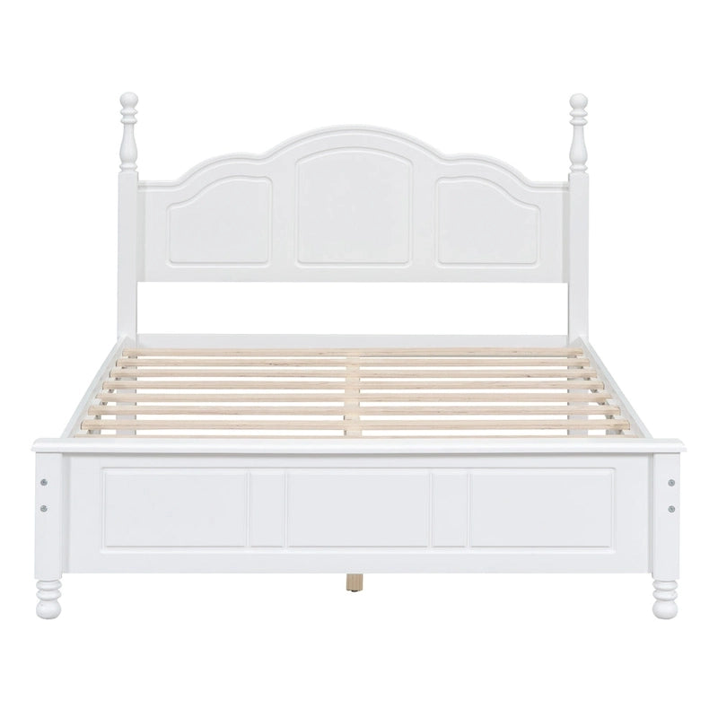 Retro Wood Queen/Full Size Platform Bed Frame with Wooden Slat Support,No Box Spring Needed