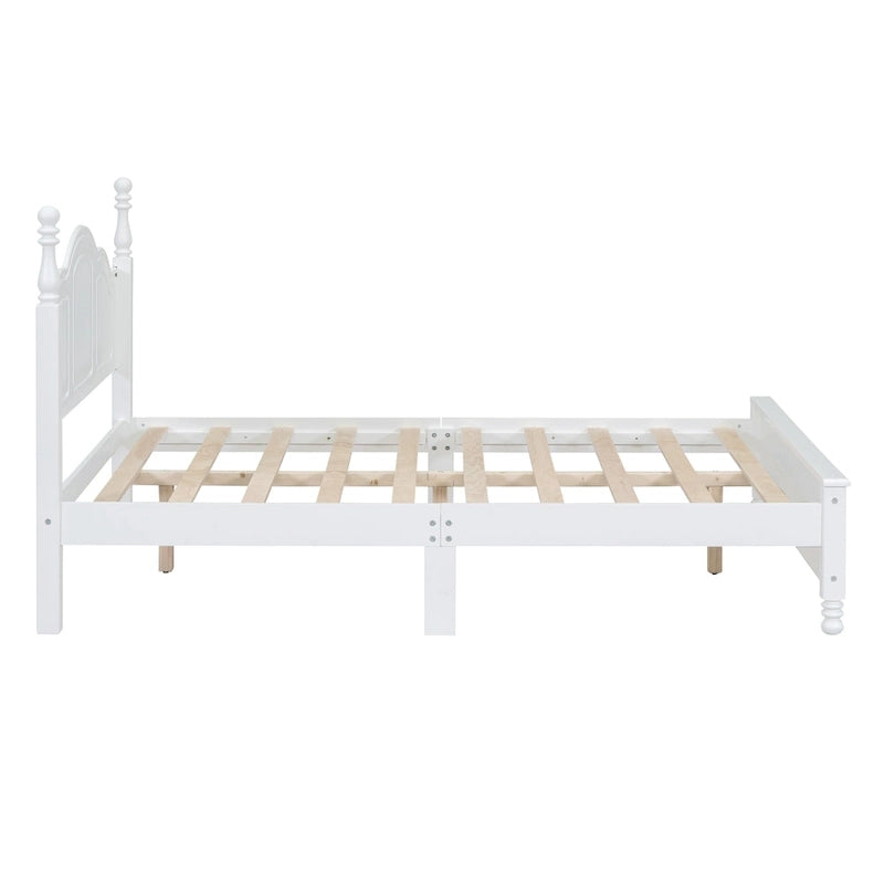 Retro Wood Queen/Full Size Platform Bed Frame with Wooden Slat Support,No Box Spring Needed