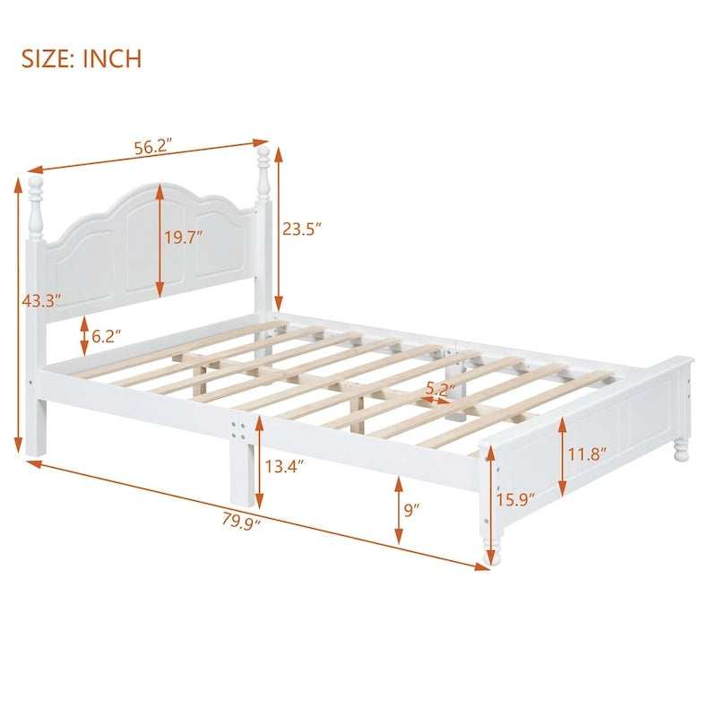 Retro Wood Queen/Full Size Platform Bed Frame with Wooden Slat Support,No Box Spring Needed
