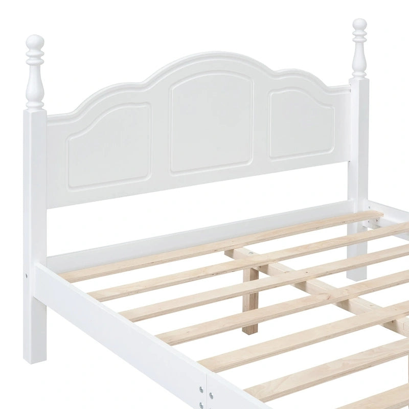 Retro Wood Queen/Full Size Platform Bed Frame with Wooden Slat Support,No Box Spring Needed