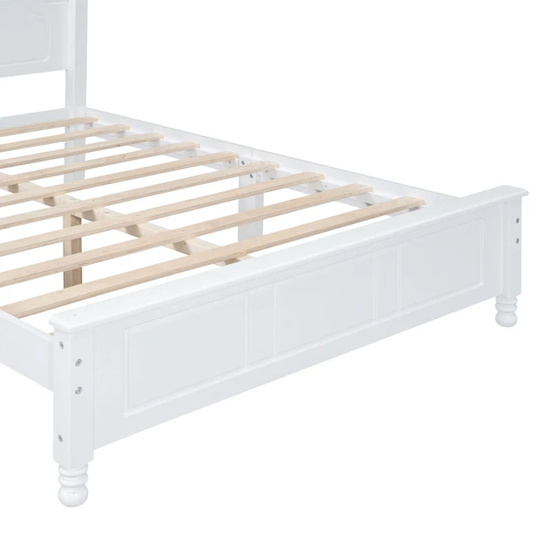 Retro Wood Queen/Full Size Platform Bed Frame with Wooden Slat Support,No Box Spring Needed