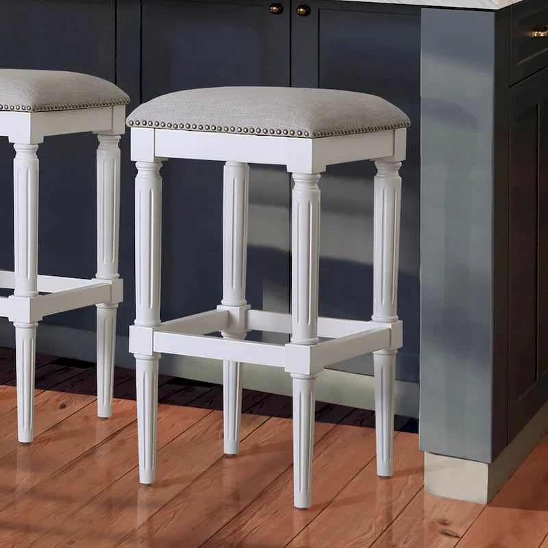 Solid Wood Square Upholstered Seat Bar Stool