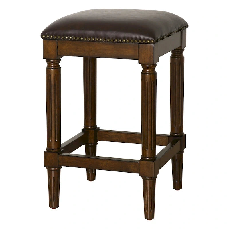 Solid Wood Square Upholstered Seat Bar Stool