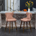 Tabouret de comptoir mi-siècle moderne en similicuir touffeté avec garniture cloutée, lot de 2