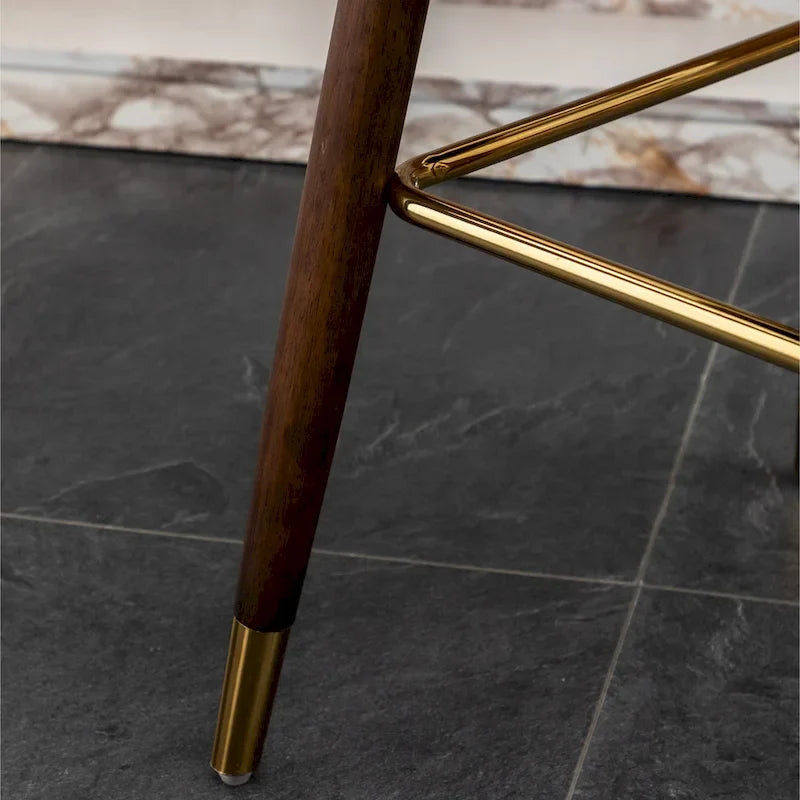 Tabouret de comptoir mi-siècle moderne en similicuir touffeté avec garniture cloutée, lot de 2