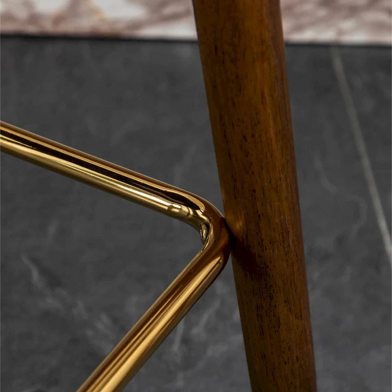 Tabouret de comptoir mi-siècle moderne en similicuir touffeté avec garniture cloutée, lot de 2