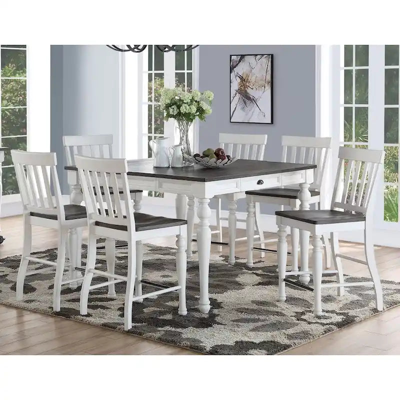 Chaises de comptoir bicolores de style champêtre, (lot de 2)
