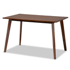 Table à manger rectangulaire en bois, style transitionnel du milieu du siècle