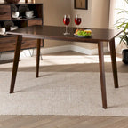 Table à manger rectangulaire en bois, style transitionnel du milieu du siècle