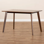 Table à manger rectangulaire en bois, style transitionnel du milieu du siècle