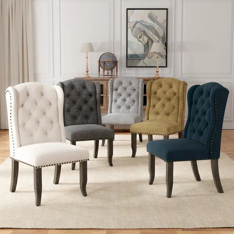 Tays Tufted Linen Wingback Dining Chairs (of 2) by 