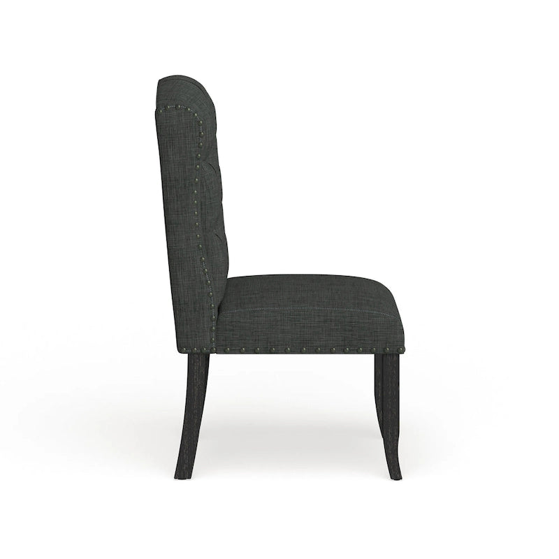 Chaises de salle à manger à dossier ailé en lin capitonné (lot de 2)