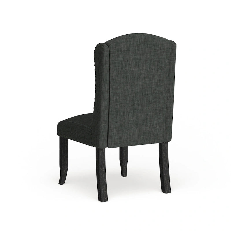 Chaises de salle à manger à dossier ailé en lin capitonné (lot de 2)