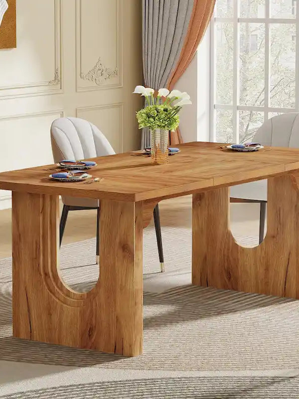 Table à manger rectangulaire de 70,89 po pour 6 à 8 personnes, table de cuisine moderne et simple en bois