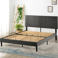  Grey Upholstered Platform Bed Frame with Sustainable Bamboo Slats