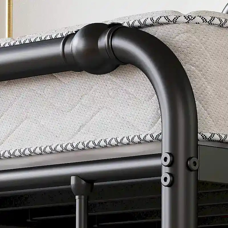 Heavy-Duty Anti-Wobble 14 Inch Bed Frame With Wavy Art Headboard, No Needed Box Spring