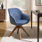  Modern Home Office Swivel Arm Accent Chair with Wood Legs