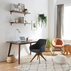 Fauteuil de bureau moderne pivotant avec pieds en bois