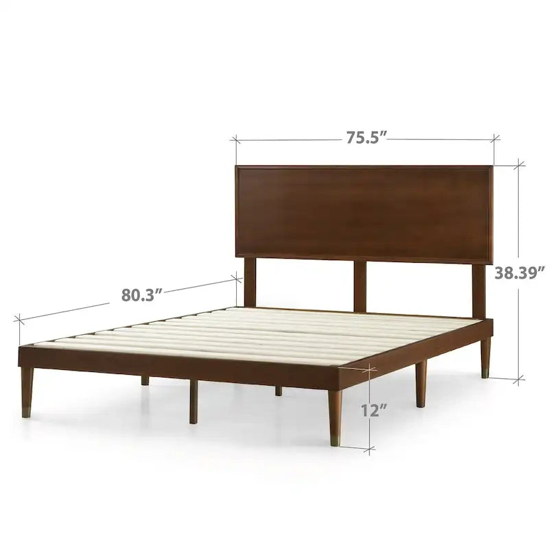 Deluxe Mid-century Wood Platform Bed