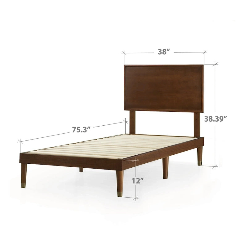 Deluxe Mid-century Wood Platform Bed