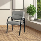 Chaise visiteur en similicuir et cadre finition noire