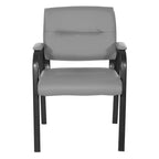 Chaise visiteur en similicuir et cadre finition noire