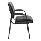 Chaise visiteur en similicuir et cadre finition noire
