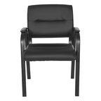 Chaise visiteur en similicuir et cadre finition noire