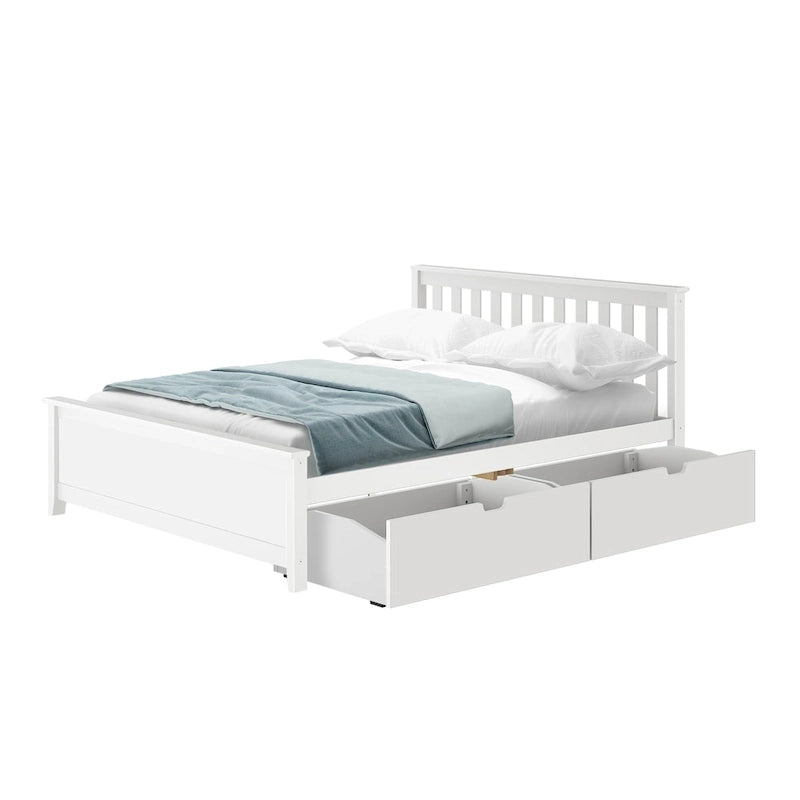 Queen Bed with Storage Drawers and Slat Headboard