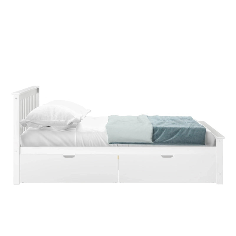Queen Bed with Storage Drawers and Slat Headboard