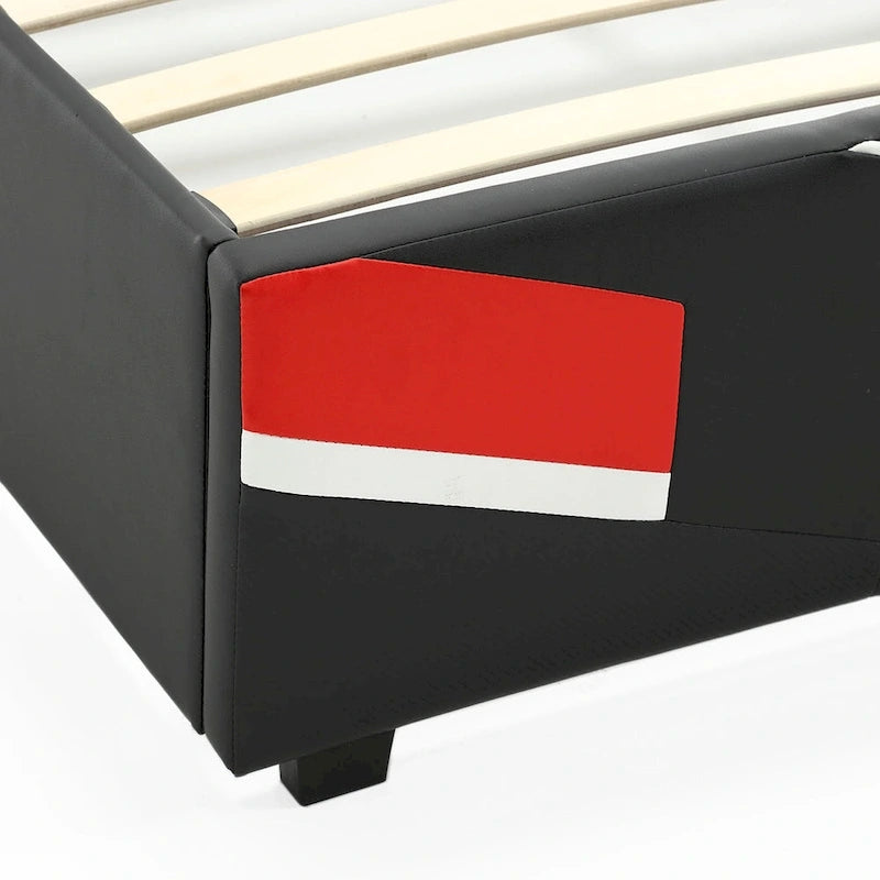 eSports Gaming Bed Frame, Black/Red, Twin