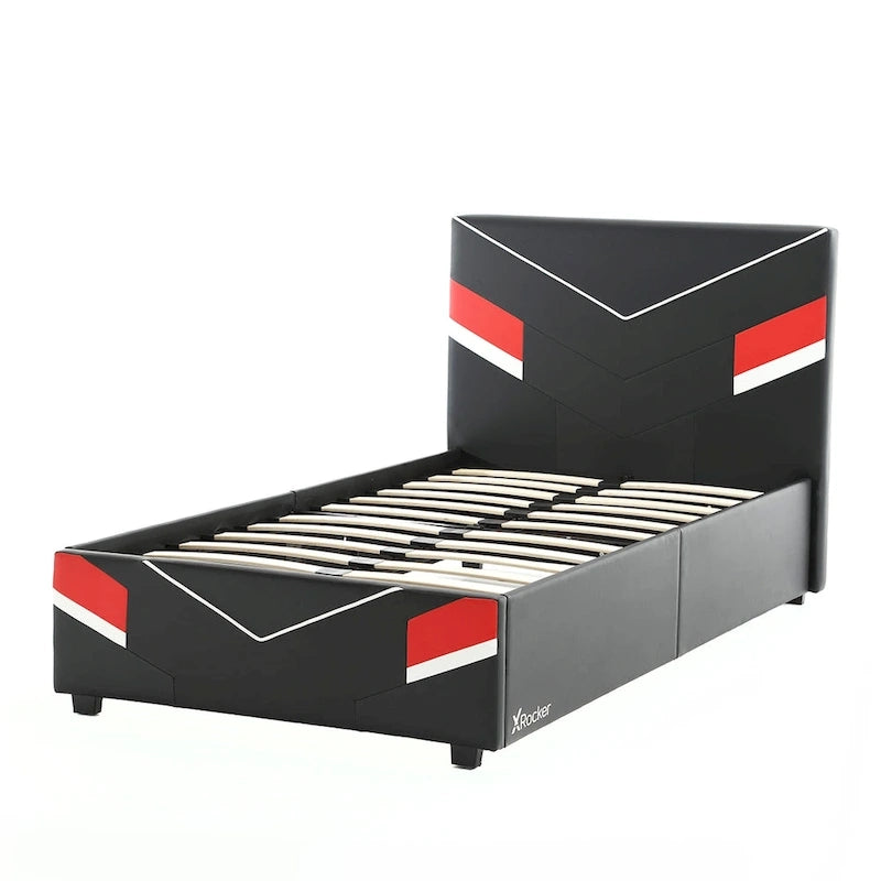 eSports Gaming Bed Frame, Black/Red, Twin