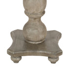 Table à manger 42 po, en bois de mangue fait à la main, piédestal, plateau moulé rond, blanc délavé, gris