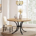 Table à manger ronde pour 4-6 personnes, Table de cuisine en bois pour salle à manger