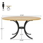 Table à manger ronde pour 4-6 personnes, Table de cuisine en bois pour salle à manger