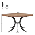 Table à manger ronde pour 4-6 personnes, Table de cuisine en bois pour salle à manger
