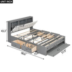 Lit plateforme avec tête de lit de rangement, range-chaussures et 4 tiroirs