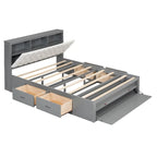 Lit plateforme avec tête de lit de rangement, range-chaussures et 4 tiroirs