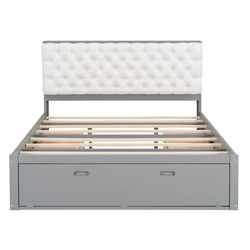 Platform Bed with Storage Headboard, shoe rack and 4 drawers